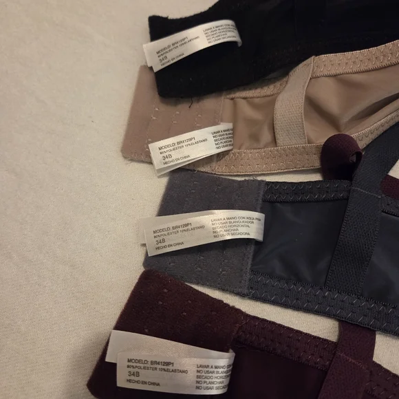 Lot Of 4 SOFRA NWT Black Burgundy Nude Gray Underwire Padded T-Shirt Bras SZ 34B - Picture 3 of 5